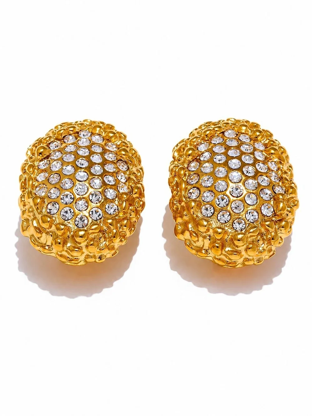 Gold Crystal Cluster Clip-On Earrings